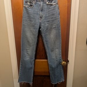 Abercrombie & Fitch High Rise Distressed Blue Jeans